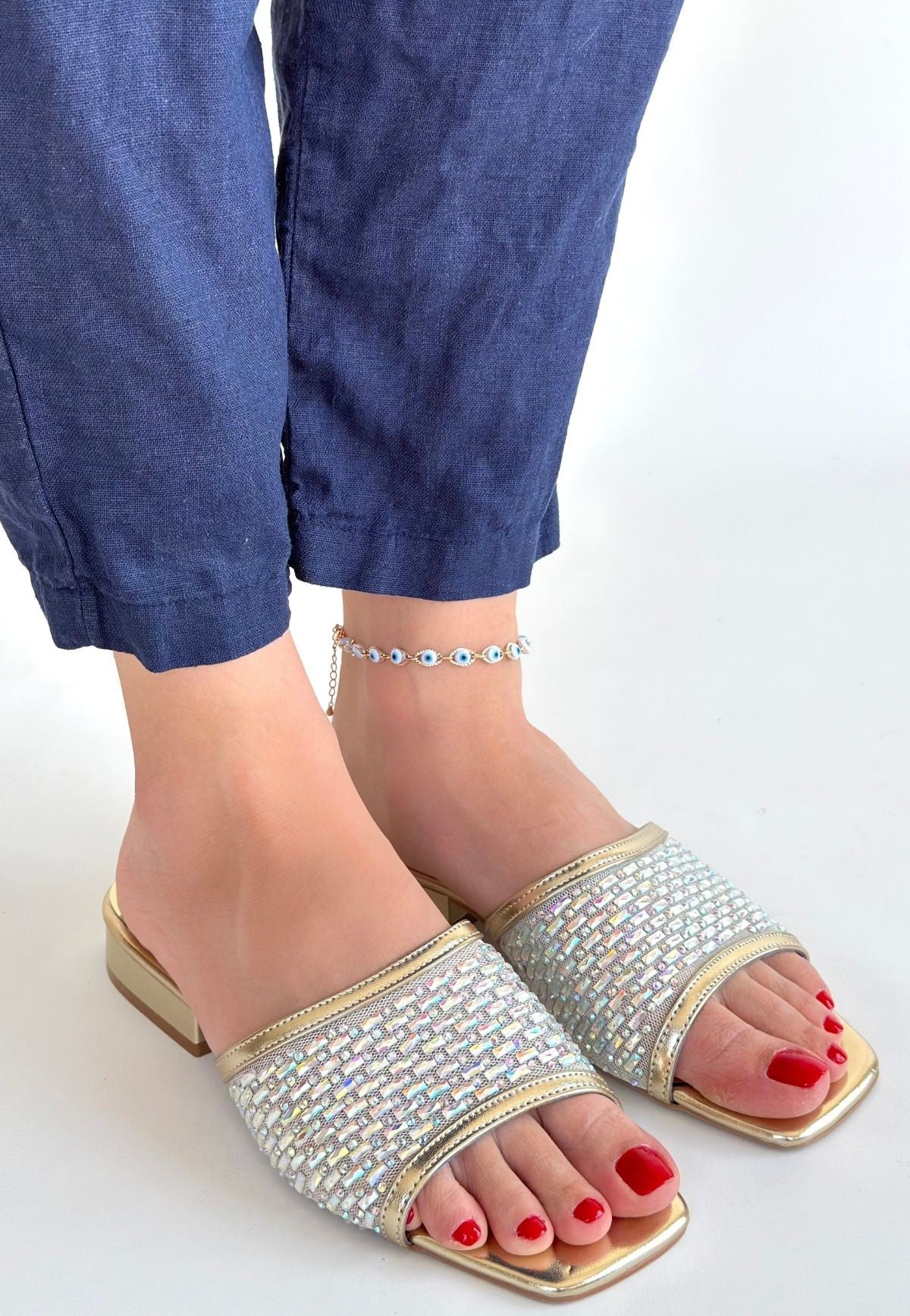 Ortu Gold Cilt İşlemeli Terlik