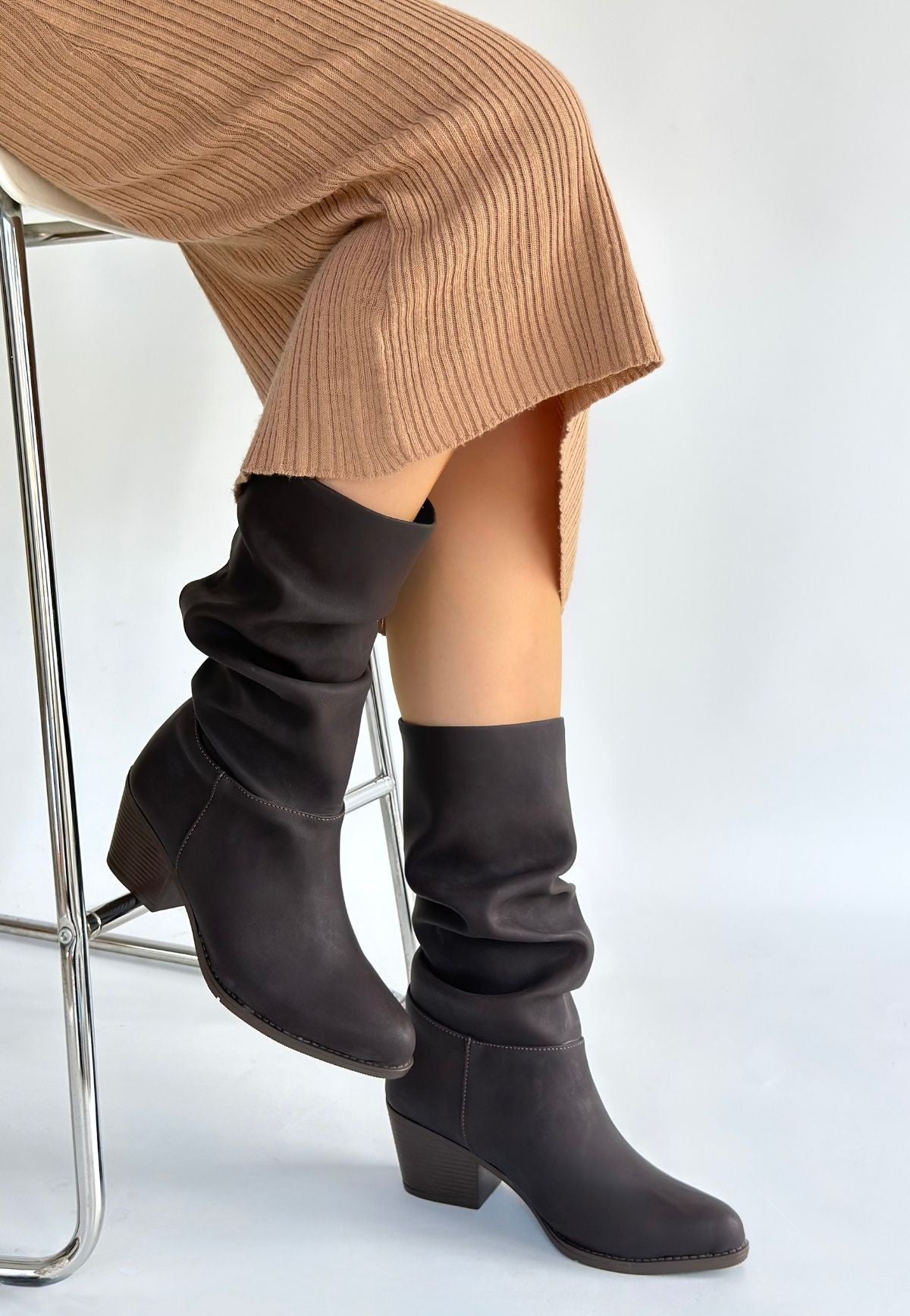 Yior Kahverengi Nubuk Topuklu Bot