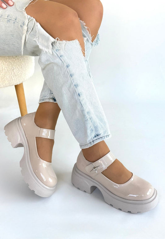 Siyat Bej Rugan Dolgu Topuk Oxford Ayakkabı