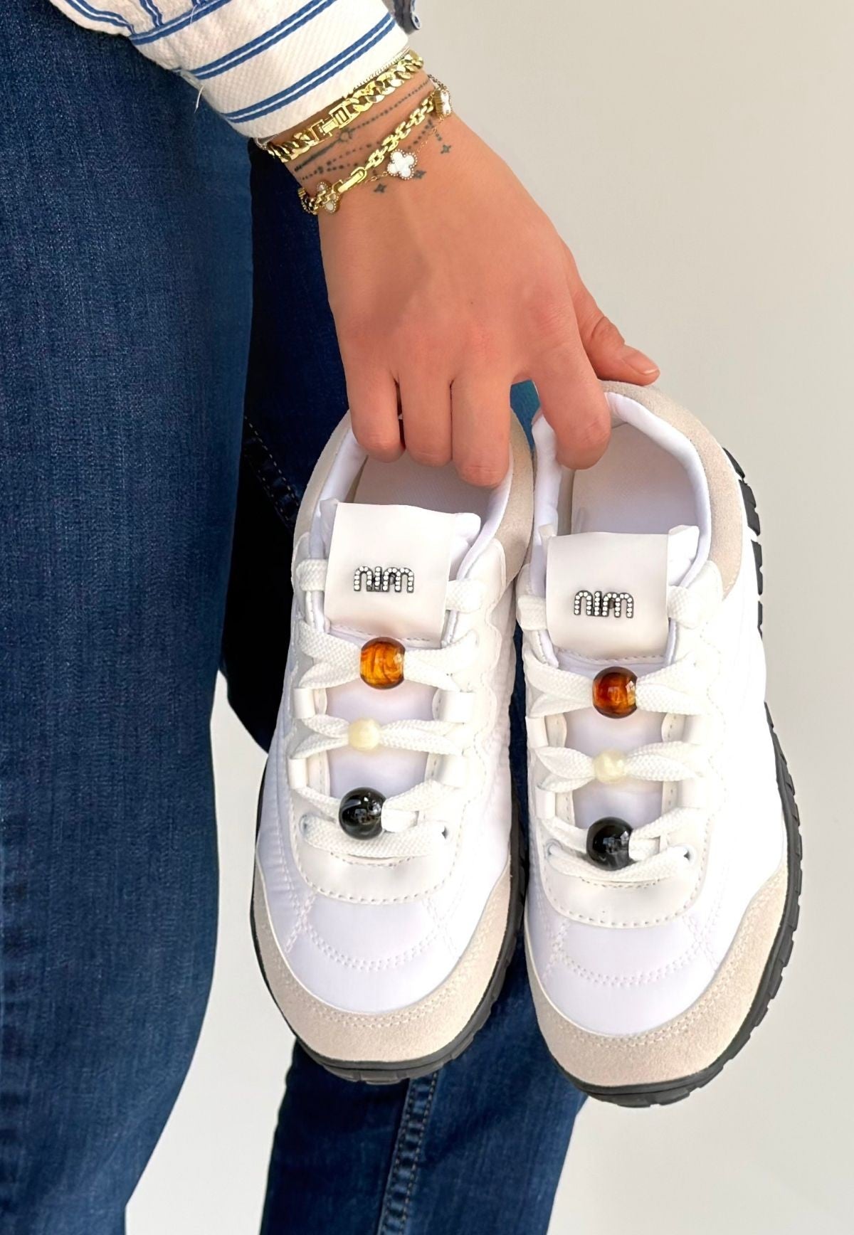 Tues Beyaz Nubuk Bağcıklı Spor Ayakkabı