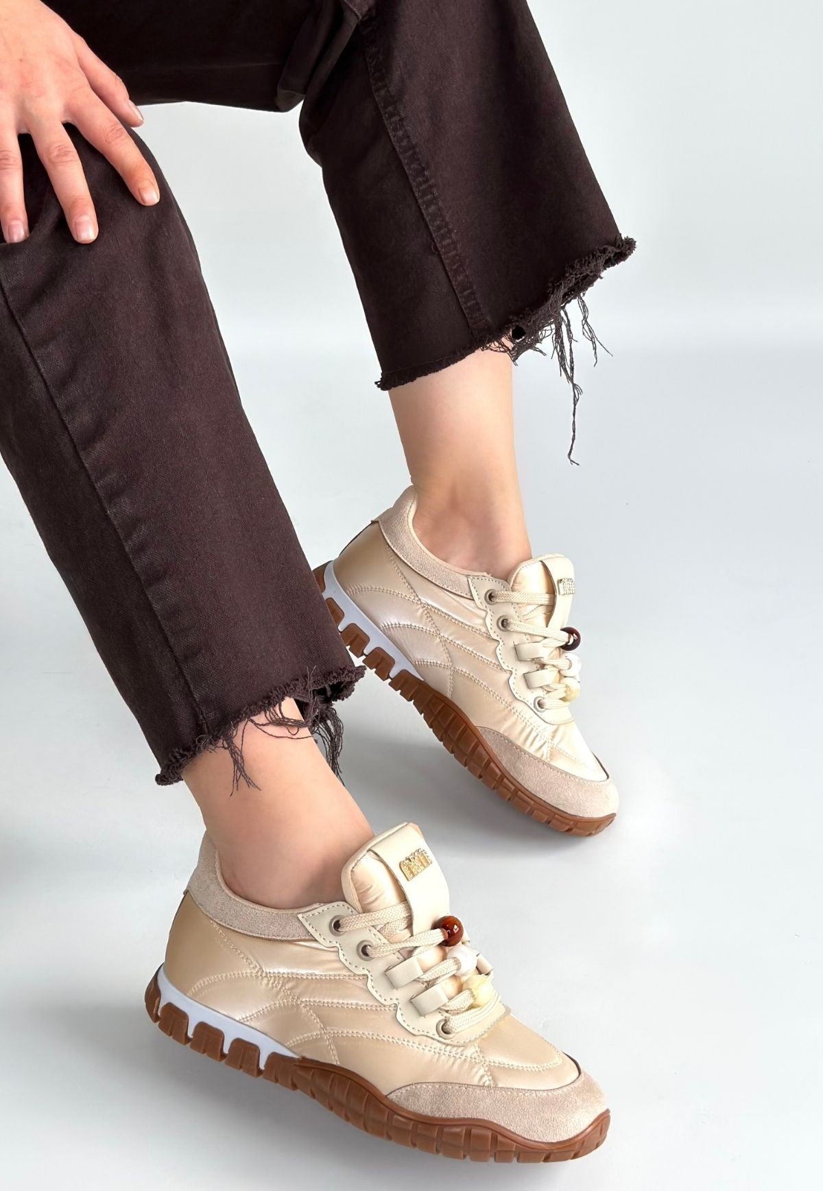 Tues Bej Nubuk Bağcıklı Spor Ayakkabı